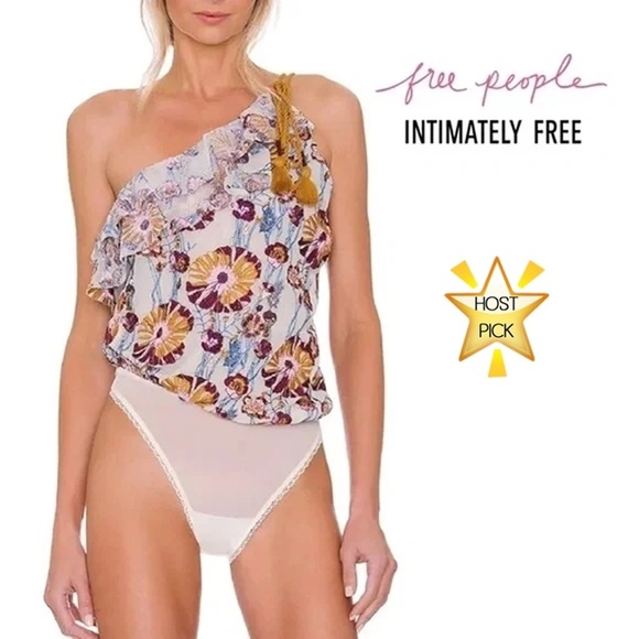 Intimately Free People Day Date Bodysuit Blouse Rope & Floral Embroidered Detail - Picture 1 of 16